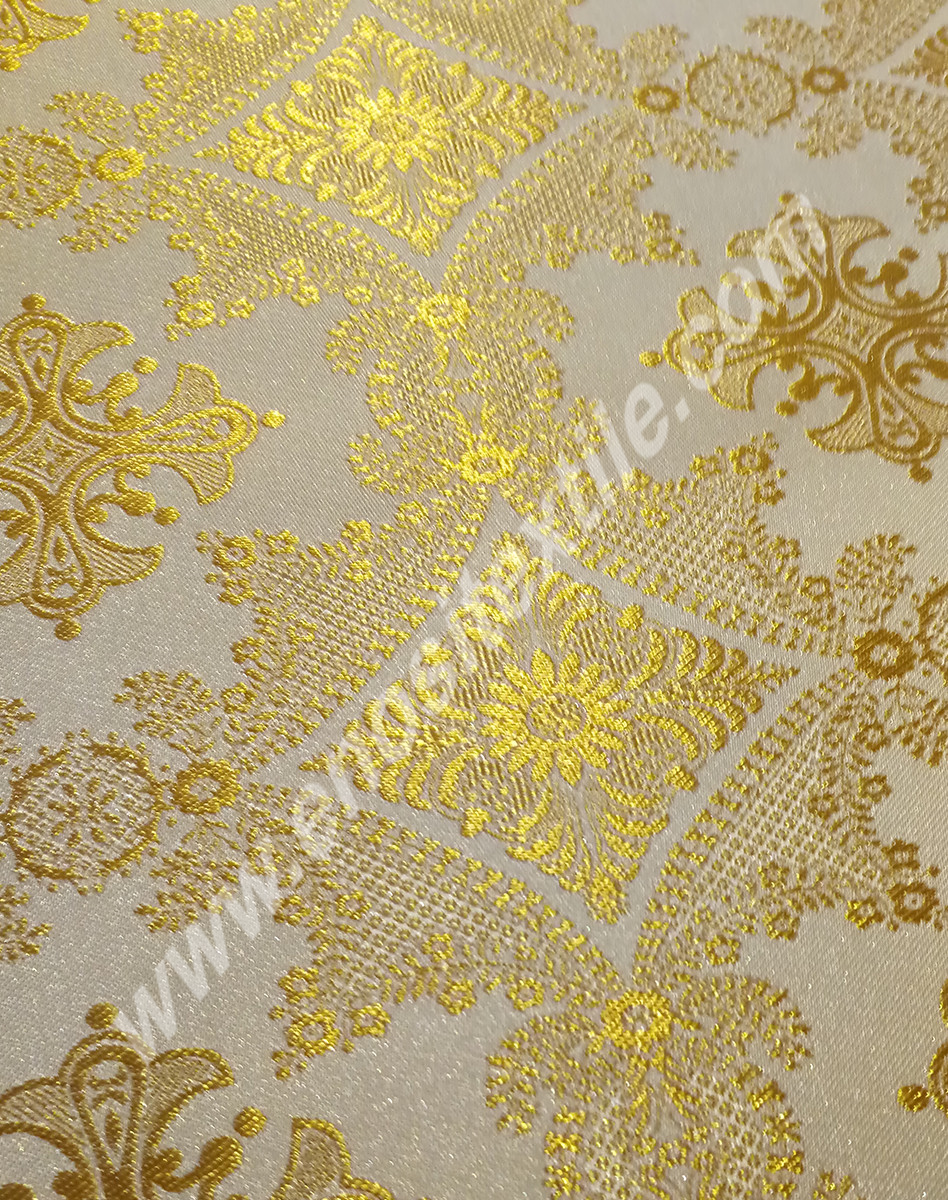 KL-001 White-Gold Brocade Fabrics